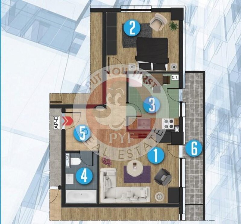 Cartier latin | Apartament 2 camere | 61mp | decomandat | B8056